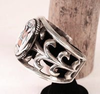 Navajo Sterling Silver Bracelet with Multi Stone Gahn Dancer Inlayed