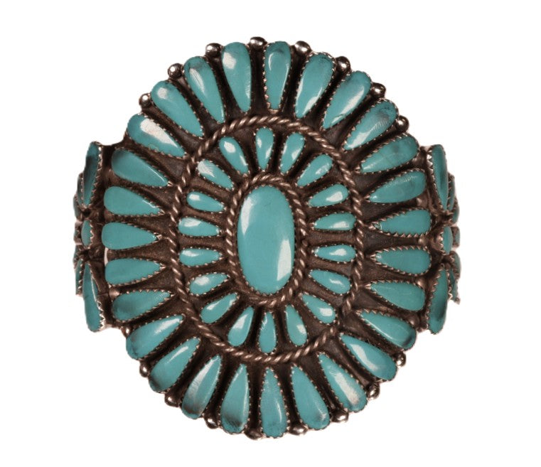 Zuni Turquoise Cluster Cuff Bracelet