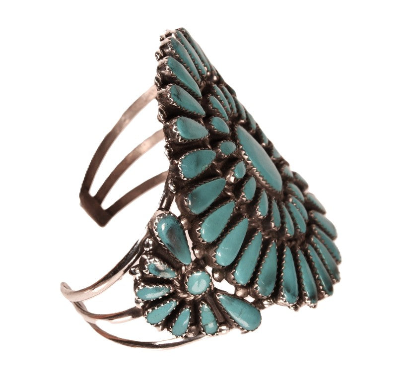 Zuni Turquoise Cluster Cuff Bracelet
