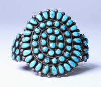 Zuni Sterling Silver Turquoise Needlepoint Bracelet