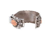 Navajo Sterling Silver and Spondylus Shell Cuff Watch Bracelet