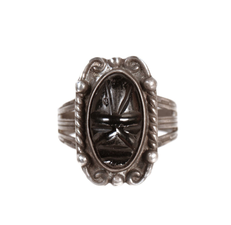 Mexico Silver Black Stone Ring
