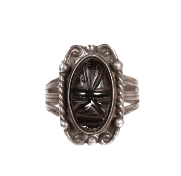 Mexico Silver Black Stone Ring