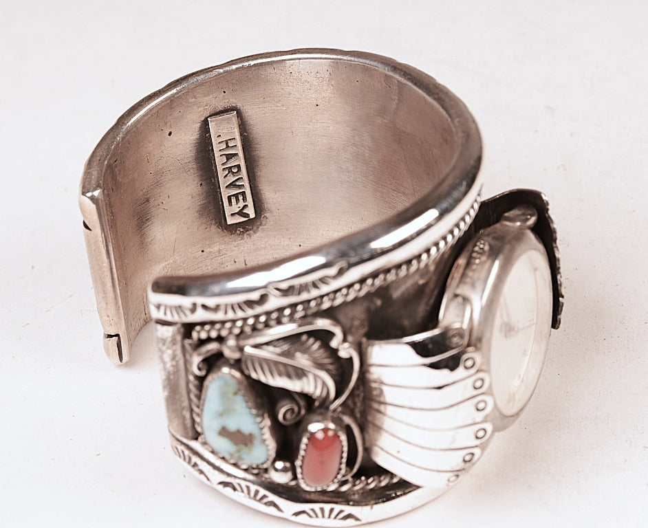Navajo Sterling Silver Watch Bracelet By Rodania