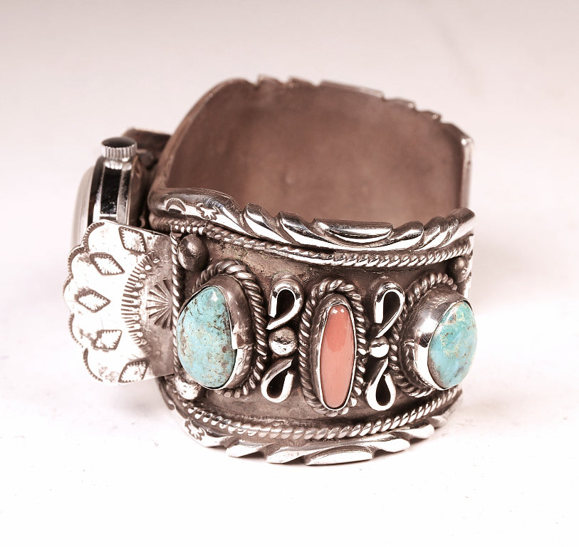 Navajo Sterling Silver Watch Bracelet By Rodania