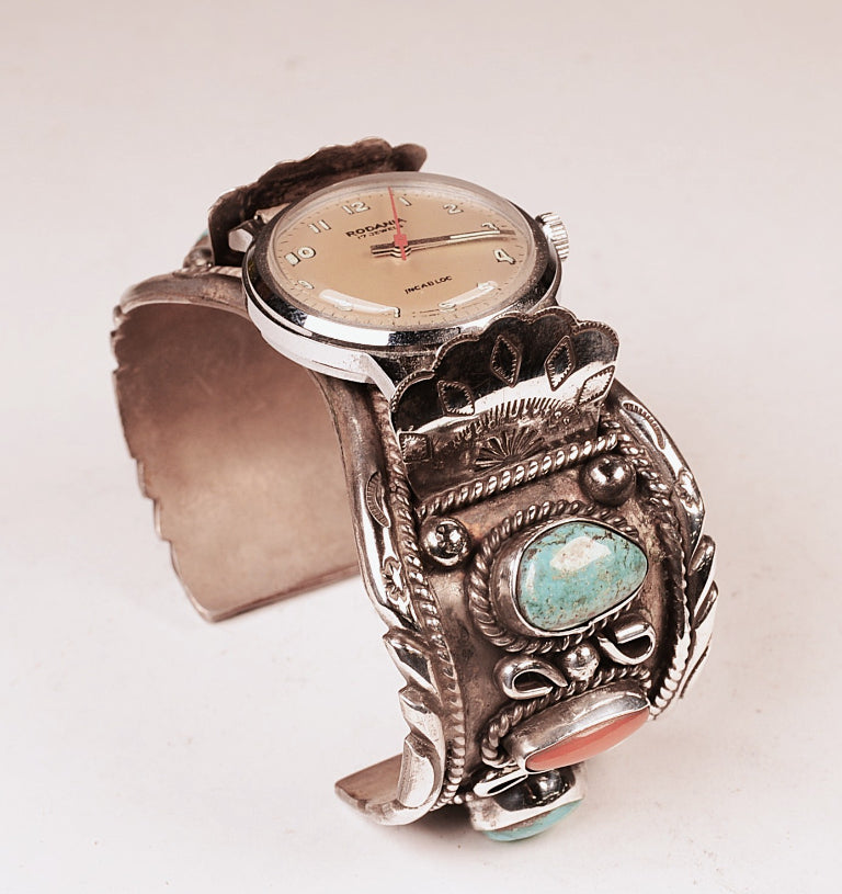 Navajo Sterling Silver Watch Bracelet By Rodania