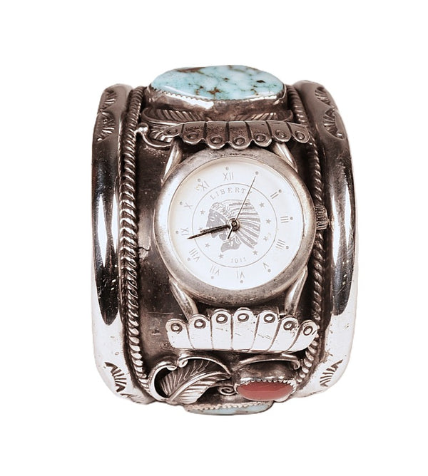 Navajo Sterling Silver Watch Cuff Bracelet By Harvey