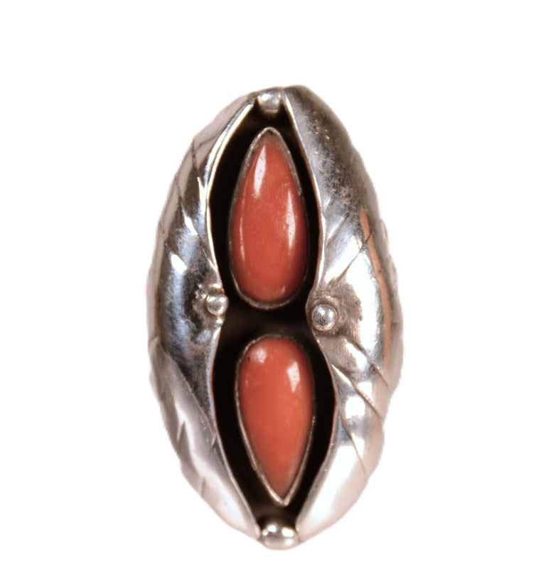 Navajo Sterling Silver Coral Ring