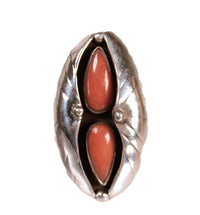 Navajo Sterling Silver Coral Ring