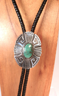 Navajo Sterling Silver Bolo Tie By Tom Billy