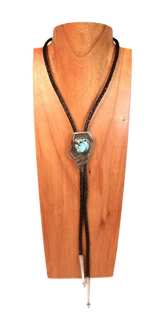 Navajo Overlay Bolo Tie By RMT