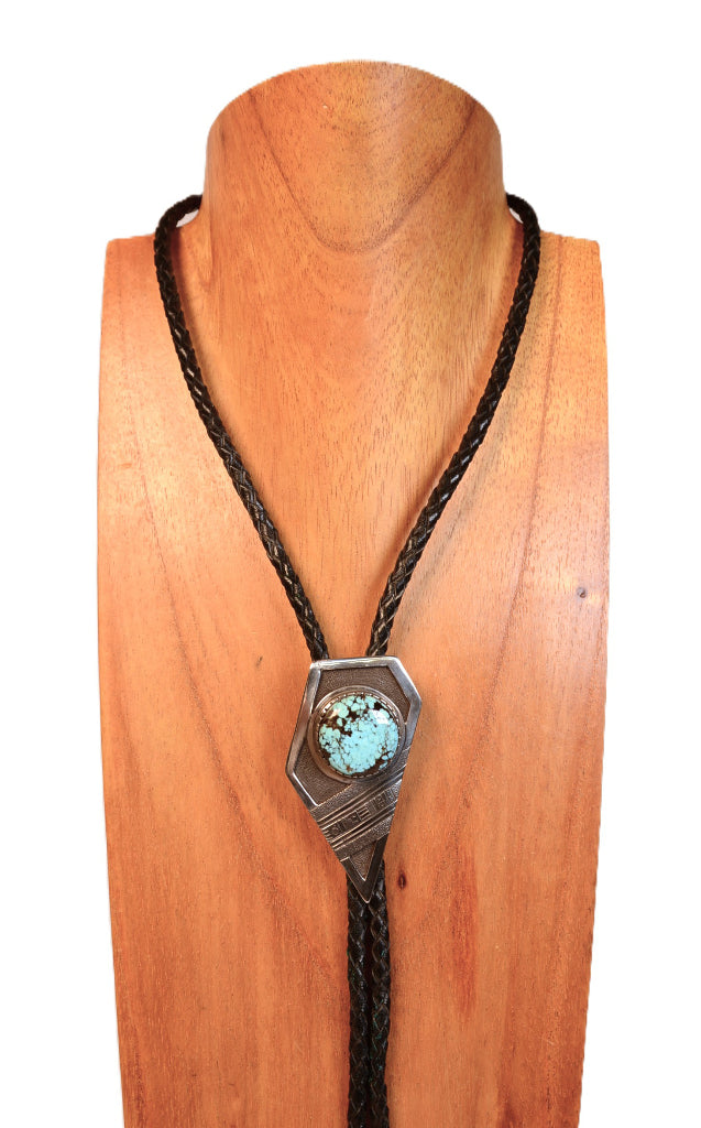 Navajo Overlay Bolo Tie By RMT
