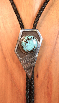 Navajo Overlay Bolo Tie By RMT