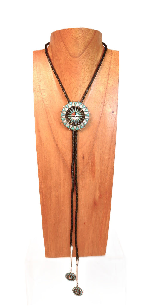 Zuni Pueblo Bolo Tie - Beveled Inlay
