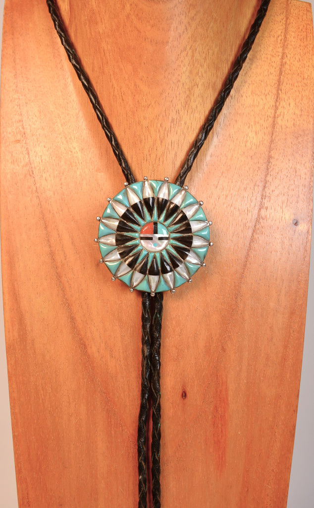 Zuni Pueblo Bolo Tie - Beveled Inlay