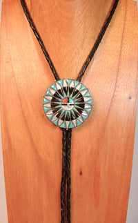 Zuni Pueblo Bolo Tie - Beveled Inlay