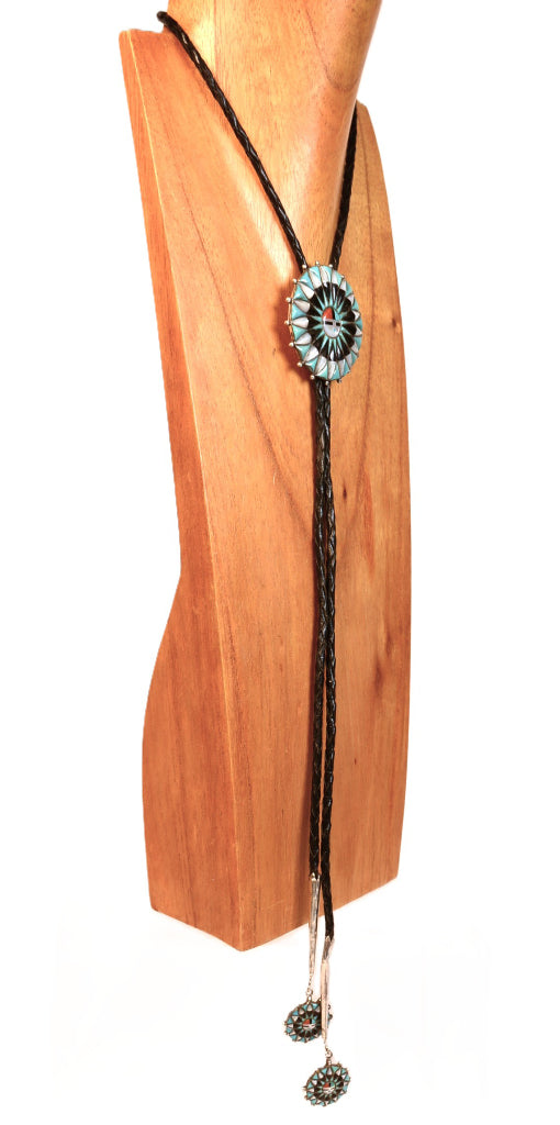 Zuni Pueblo Bolo Tie - Beveled Inlay