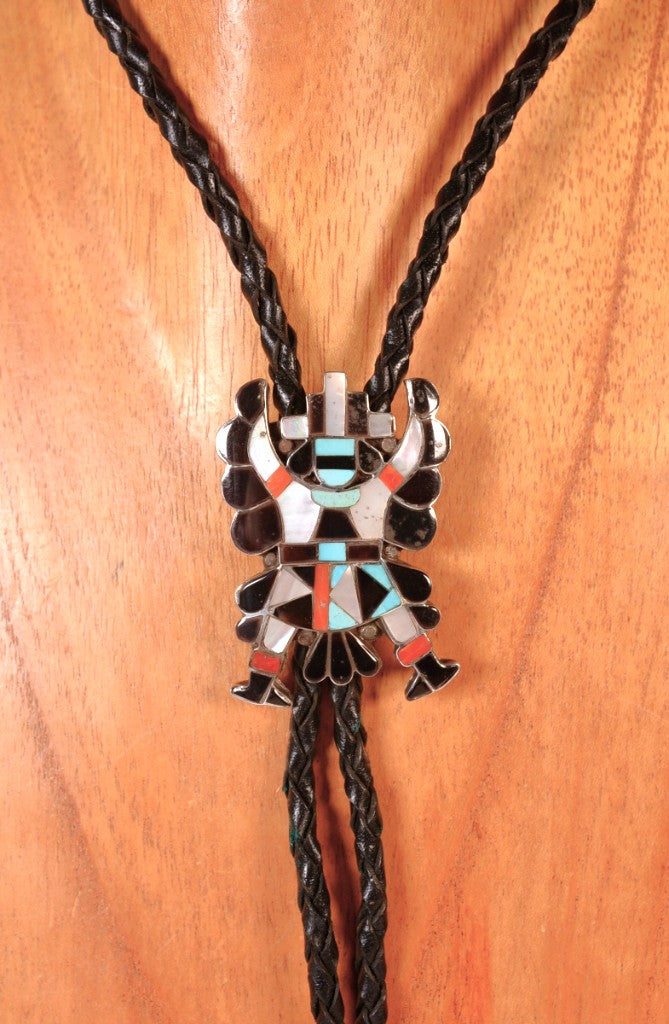 Navajo Indian Dancer Inlay Bolo Tie