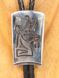 Hopi Pueblo Sterling Silver Antelope Bolo By Loren Phillips