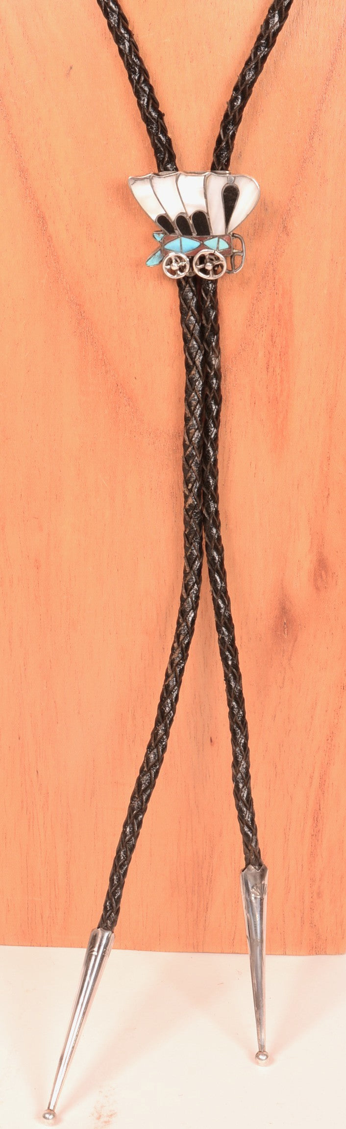 Zuni Pueblo Bolo Tie; Covered Wagon