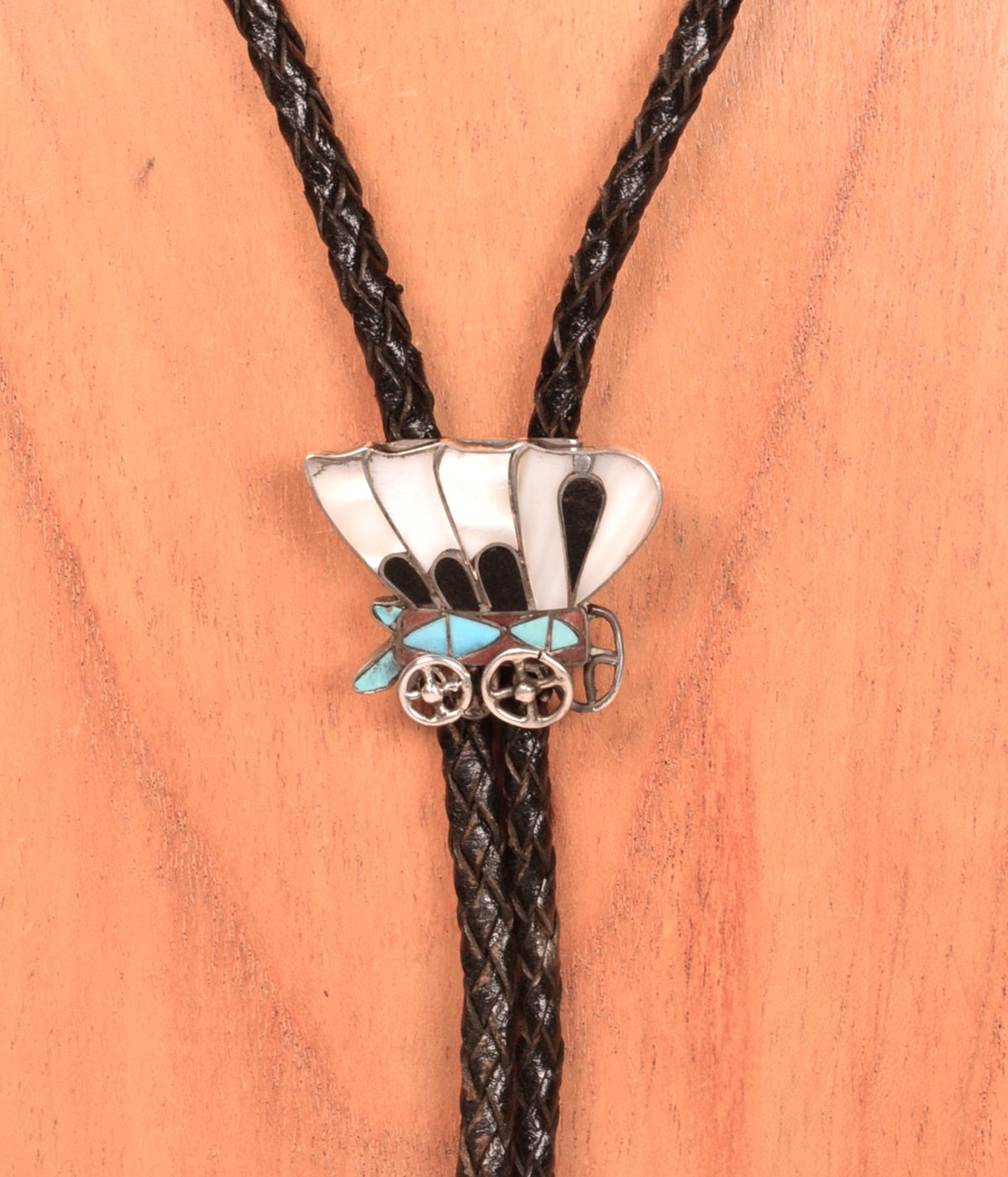 Zuni Pueblo Bolo Tie; Covered Wagon