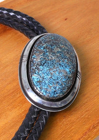 Navajo Spiderweb Turquoise Bolo By Leroy Begay