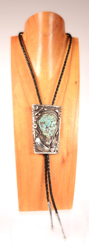 Navajo Sterling Silver Bolo Square Pendant By Russ Rockridge