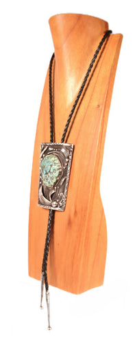 Navajo Sterling Silver Bolo Square Pendant By Russ Rockridge