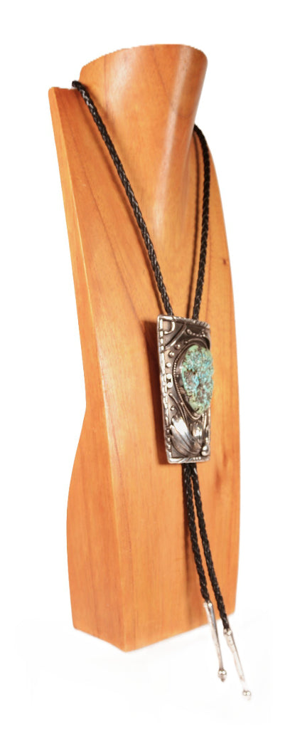 Navajo Sterling Silver Bolo Square Pendant By Russ Rockridge