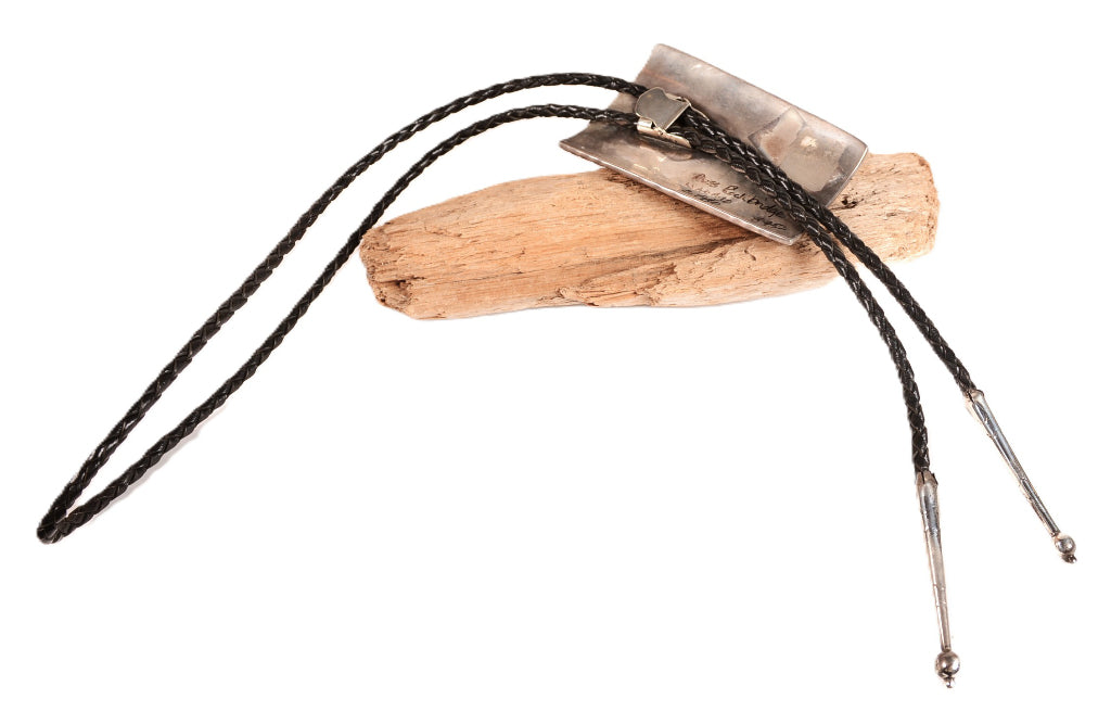 Navajo Sterling Silver Bolo Square Pendant By Russ Rockridge