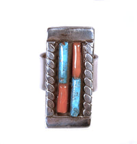 Navajo Turquoise and Coral Ring