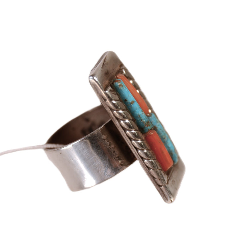 Navajo Turquoise and Coral Ring