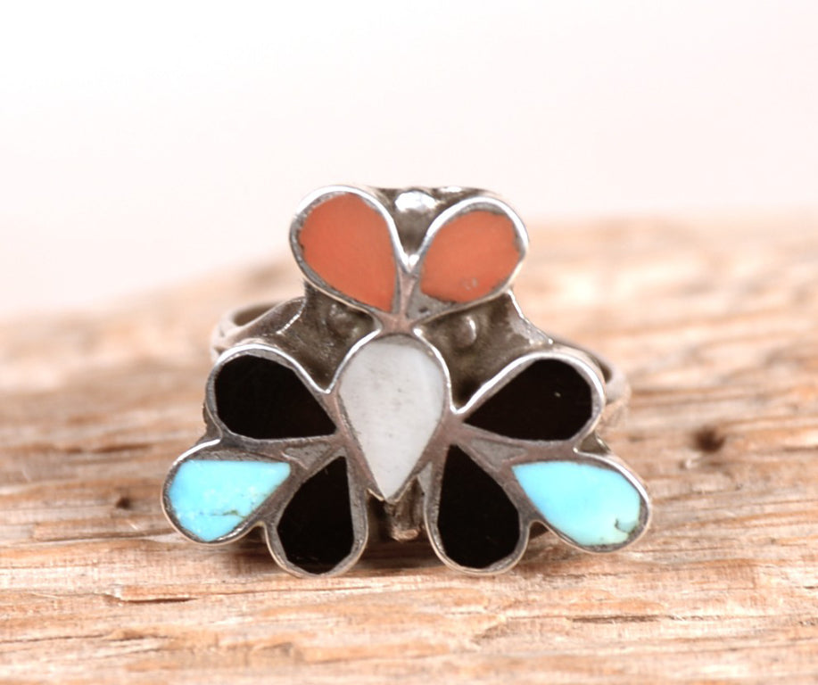 Zuni Pueblo Sterling Silver and Multi Stone Ring