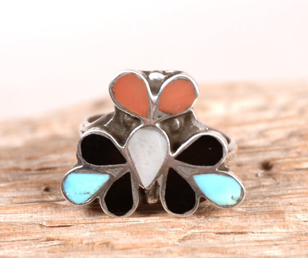 Zuni Pueblo Sterling Silver and Multi Stone Ring
