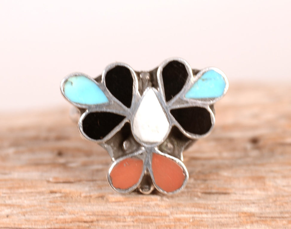 Zuni Pueblo Sterling Silver and Multi Stone Ring
