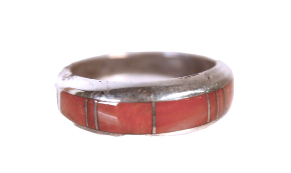 Navajo Inlay Coral Ring