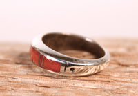 Navajo Inlay Coral Ring