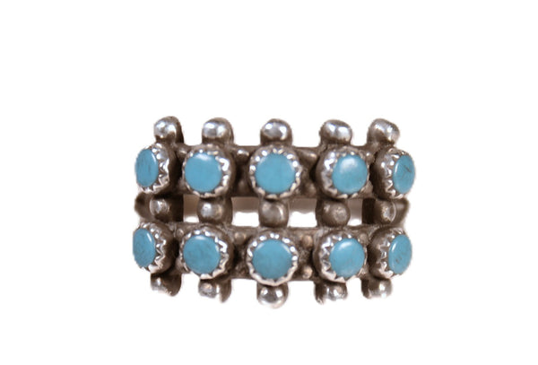 Zuni Pueblo Needlepoint Blue Turquoise Ring