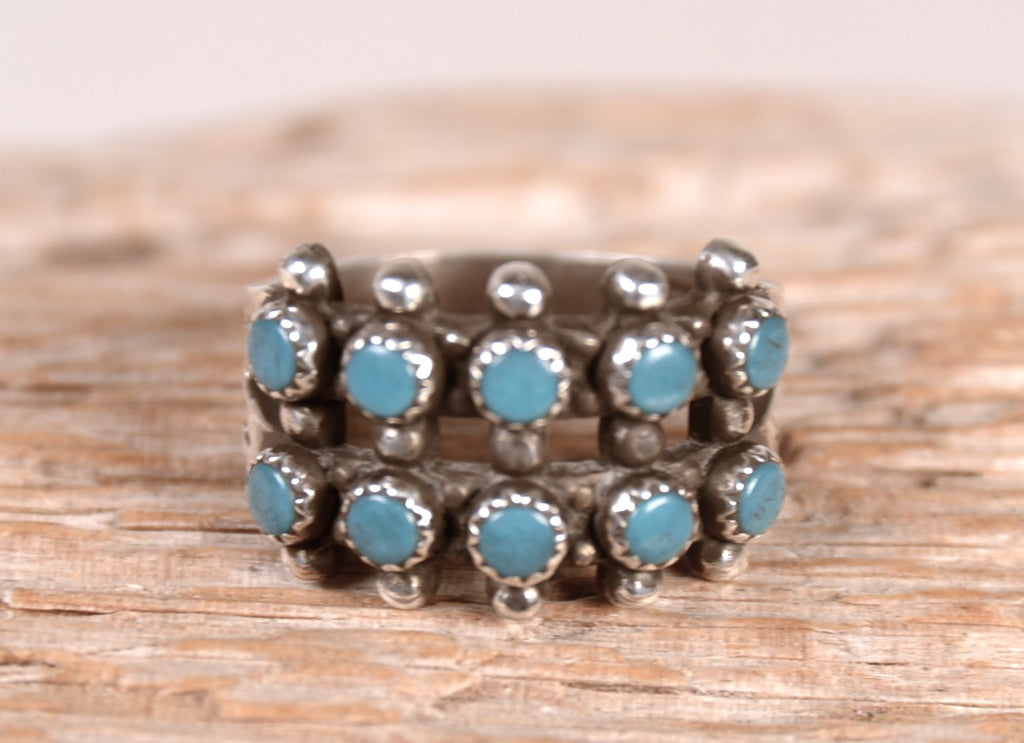 Zuni Pueblo Needlepoint Blue Turquoise Ring