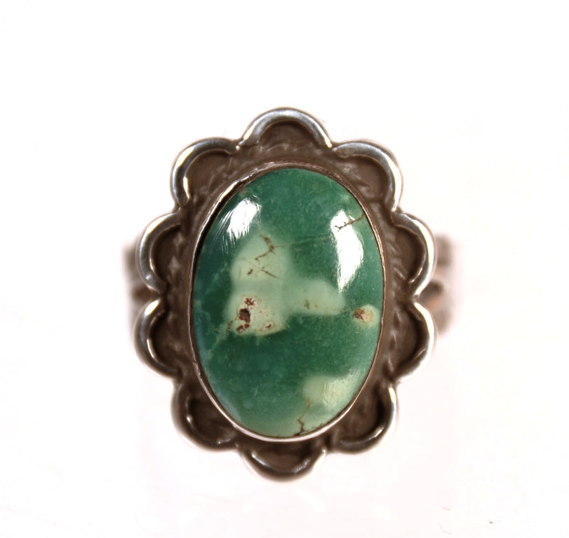 Navajo Green Turquoise Ring By Fred Harvey
