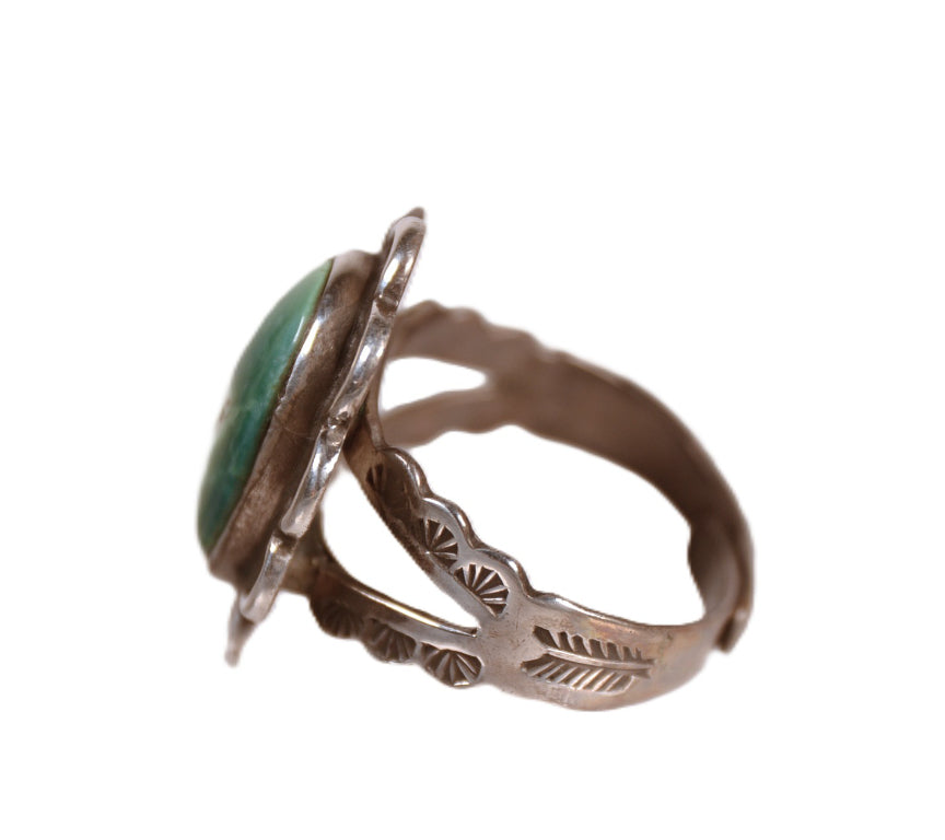 Navajo Green Turquoise Ring By Fred Harvey