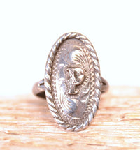 Navajo Sterling Silver Bronzed P Ring