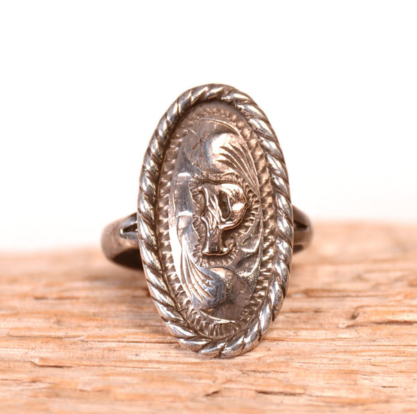 Navajo Sterling Silver Bronzed P Ring