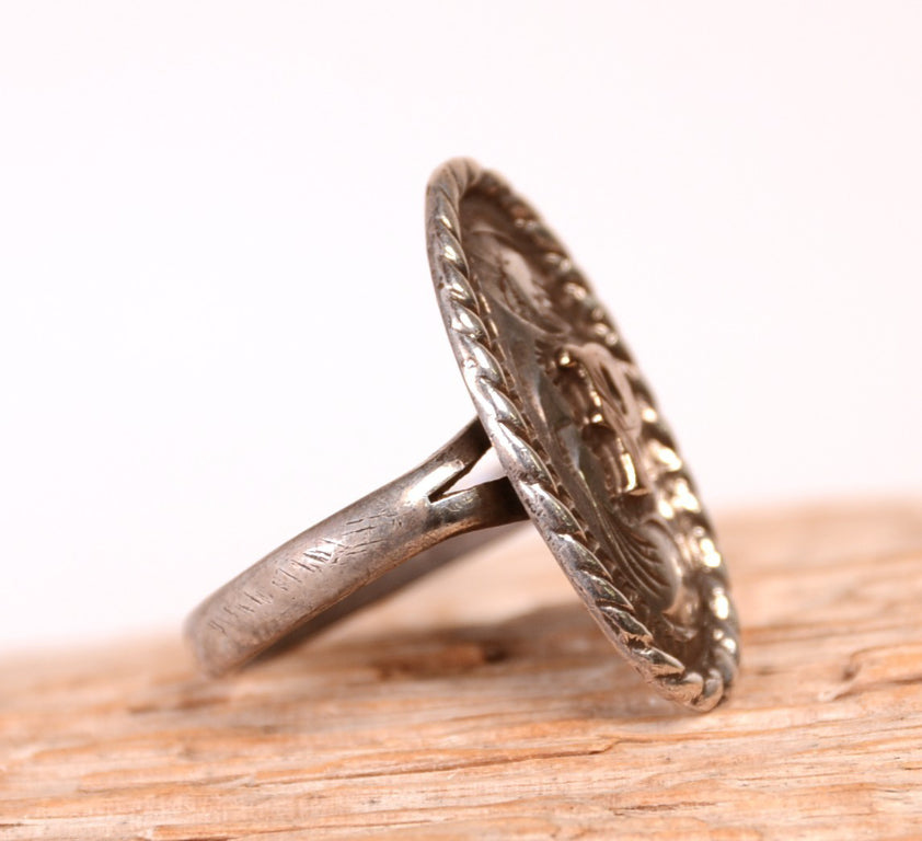Navajo Sterling Silver Bronzed P Ring