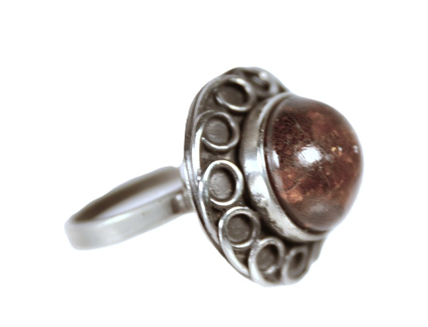 Mexican Silver with Amber Ring