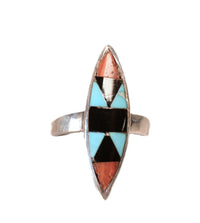 Zuni Pueblo Inlay Indian Ring
