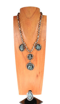 Navajo Sterling Silver and Blue Turquoise Necklace and Ring Set By Jene Pepevich