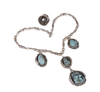 Navajo Sterling Silver and Blue Turquoise Necklace and Ring Set By Jene Pepevich