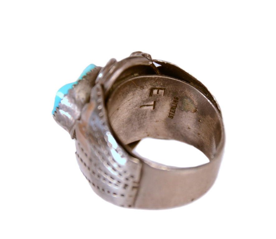 Navajo Coral and Turquoise Ring