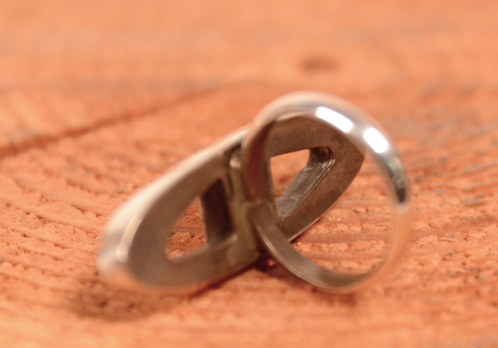 Navajo Sterling Silver Coral/Shell Inlay Ring